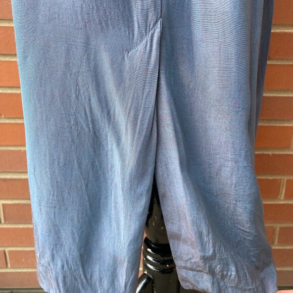 Vintage Shirtdress 80s John Ranta Blue Purple Iridescent Batwing Shirt Dress LG - Picture 10 of 16